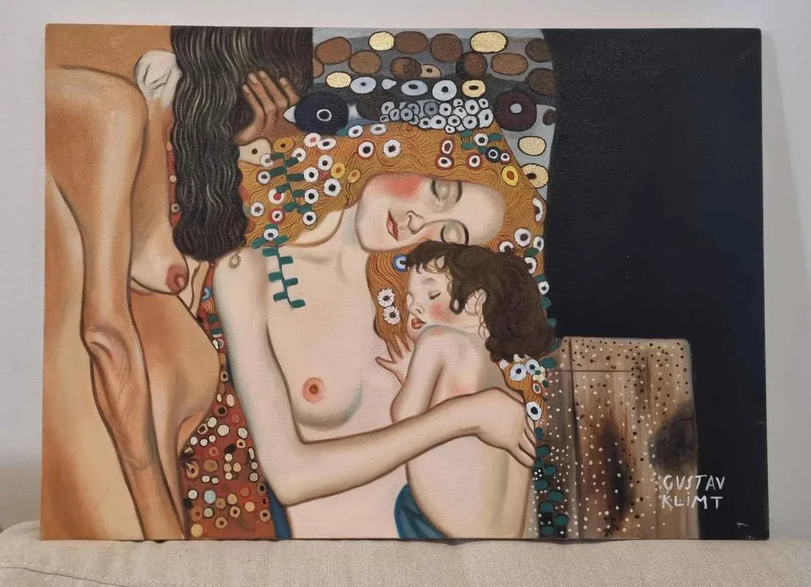 d'après Gustav Klimt - maternité - peinture à l'huile peinte à la main peinture murale art- kikooyou art gallery - Kikooyou Art Gallery