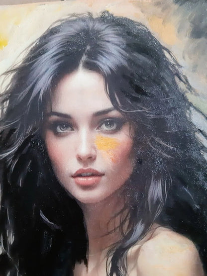 art-decoration-tableau-peinture-huile-toile-portrait-feminin-femme-sexy-brune