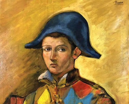 art-decoration-scene-personnage-portrait-harlequin-peinture-huile-toile
