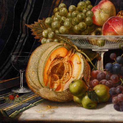 John H. Dunham - Huile de la fin du XIXe siècle, nature morte aux fruits dans un compotier en verre