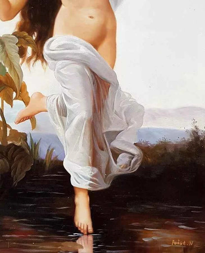 Peinture à l'huile érotique, nu, ambiance du soir d'apès William Bouguereau