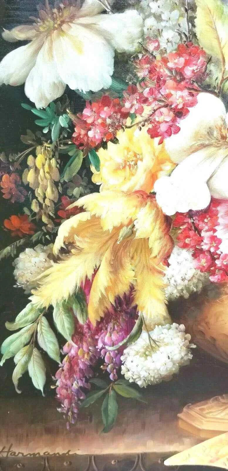 Master Quality Hand Painted Oil on Canvas 36x48" Floral Still Life