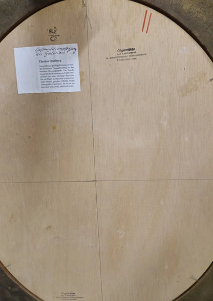 Theresa Domberg (XX) peinture à l'huile sur toile panneau bois nature morte aux fleurs cadre ovale