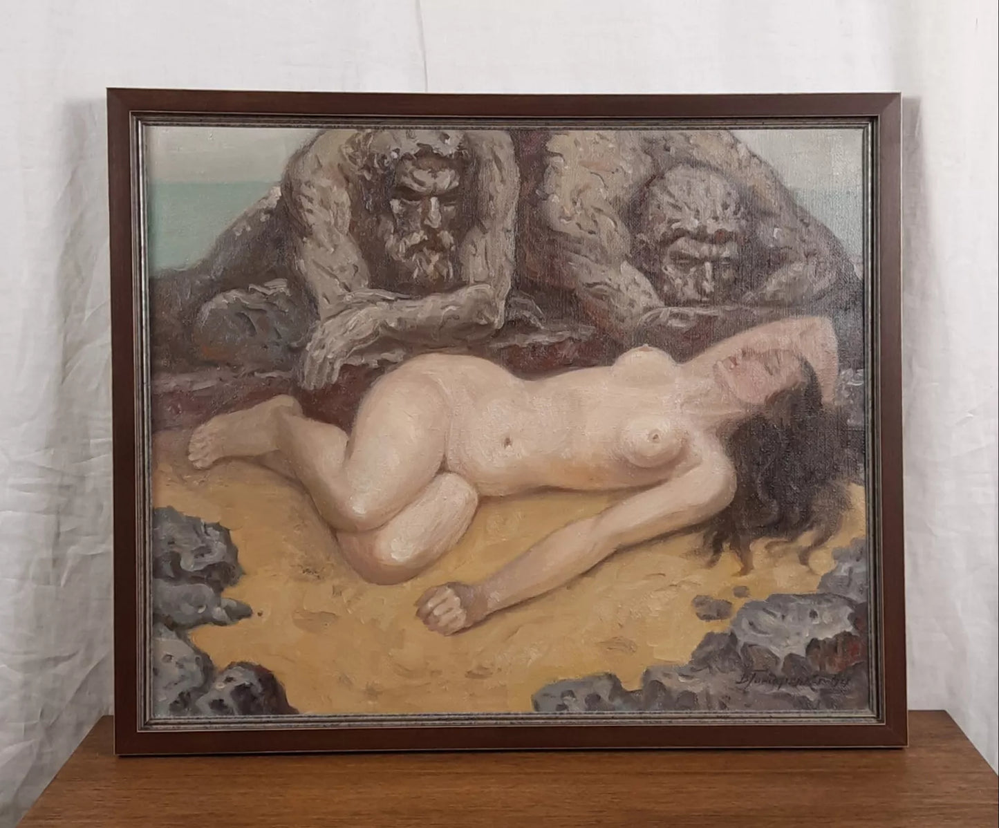 art-érotique-peinture-huile sur toile-originale-femme-endormie-nue