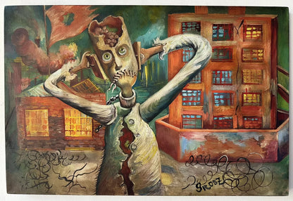 art-decoration-tableau-peinture-huile-toile-scene-personnages-mort-d'après GEORGE GROSZ