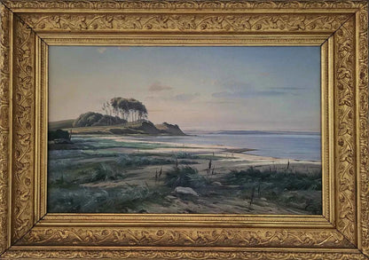 Huile ancienne. Johannes Boesen (1847-1916) : « Fin d’après-midi à Moesgaard » (1896)