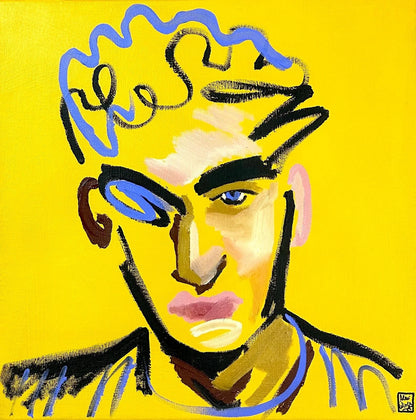 art-decoration-tableau-peinture-moderne-huile-toile-portrait-masculin-homme-jaune