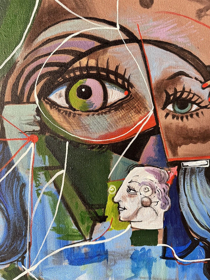 art-decoration-tableau-abstrait- peinture-huile-toile-scene-personnages-nue-d'après GEORGE CONDO