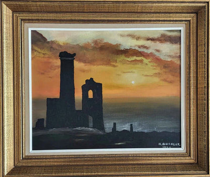 Peinture à l'huile. R. Bogaert- La vieille mine de Cornouailles1991