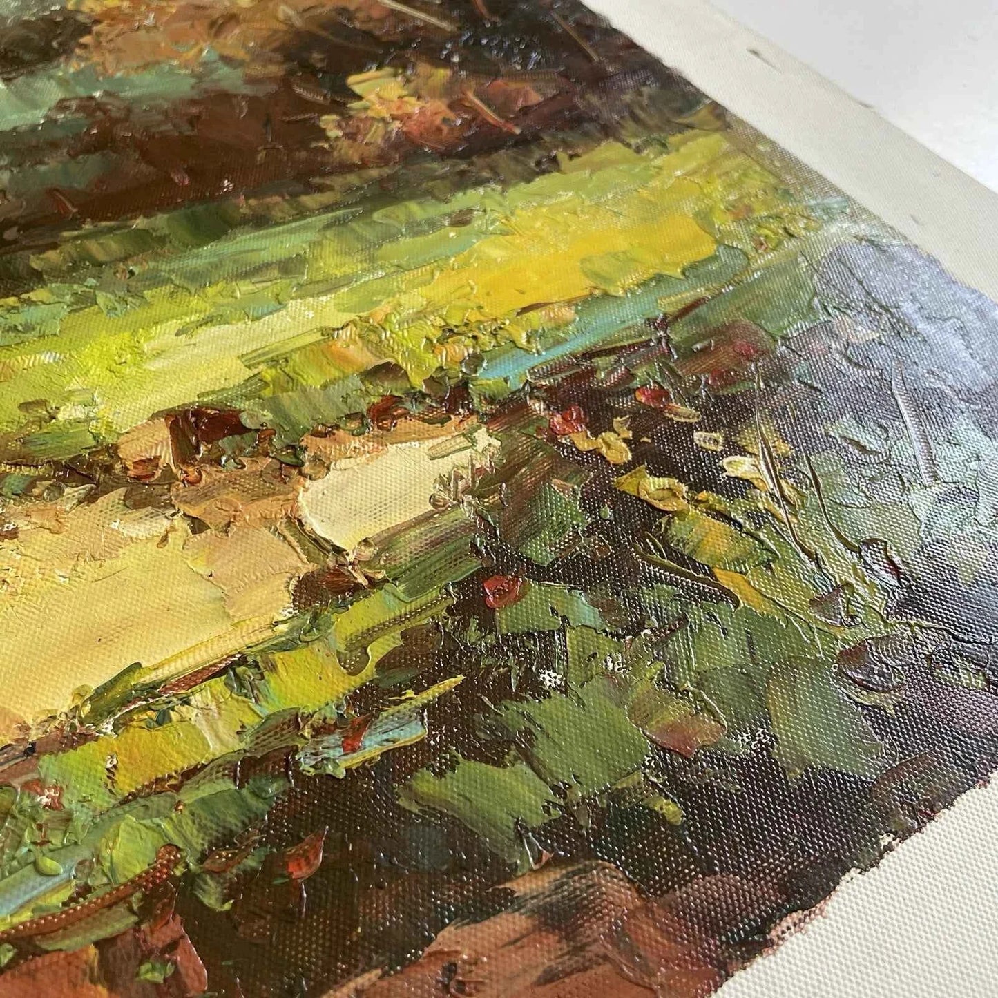 Magnifique peinture à l'huile sur toile paysage rivière country creek