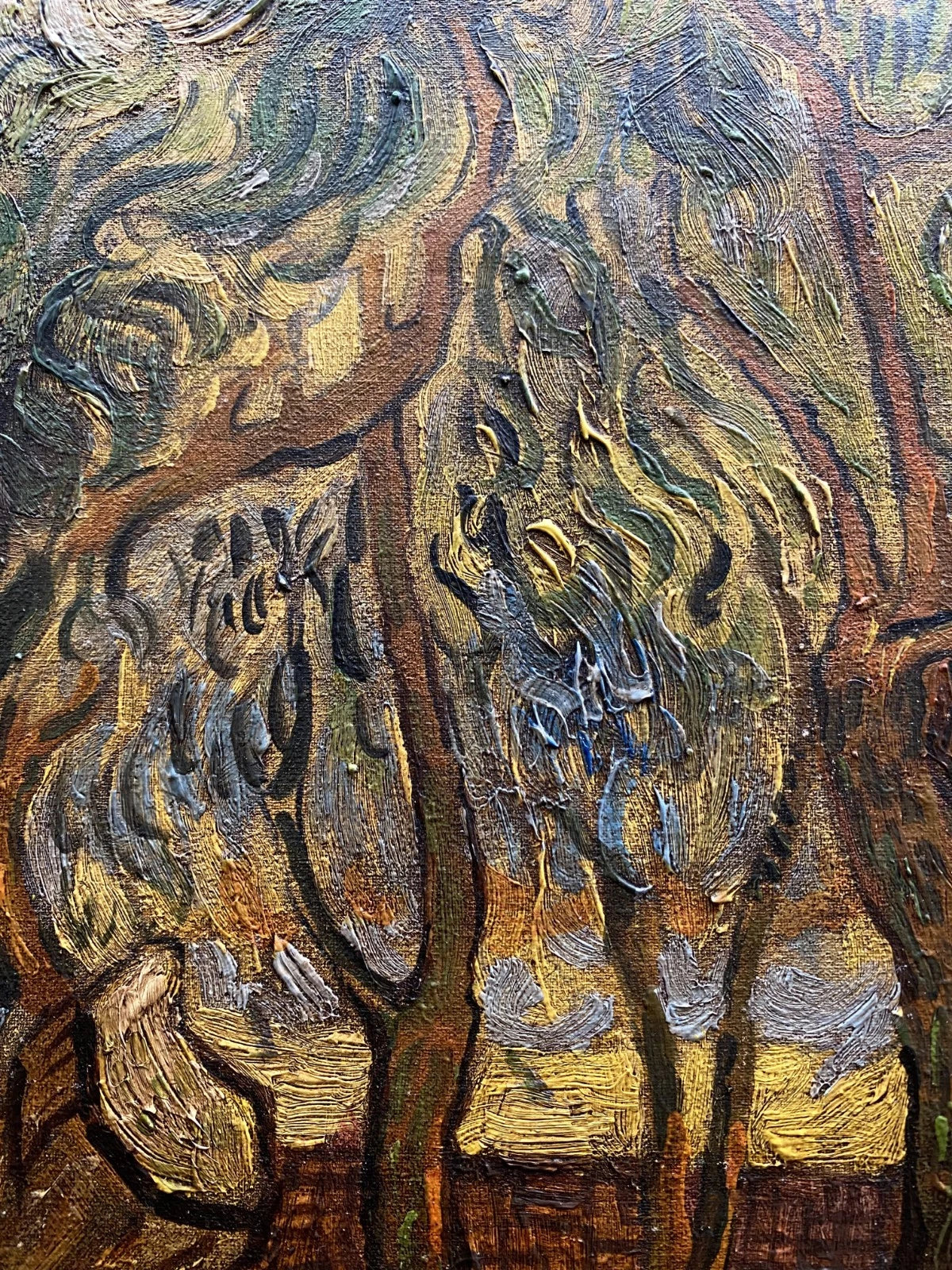 art-decoration-tableau-peinture-huile-toile-paysage-route campagne-village-d'après Van Gogh