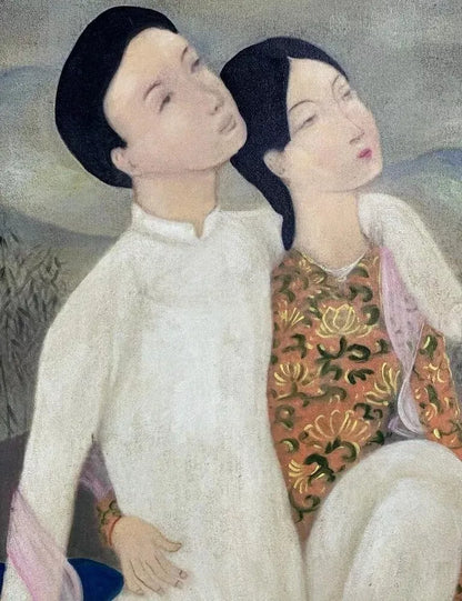 art-decoration-tableau-peinture-huile-toile-portrait-mascuilin-feminin-chinois