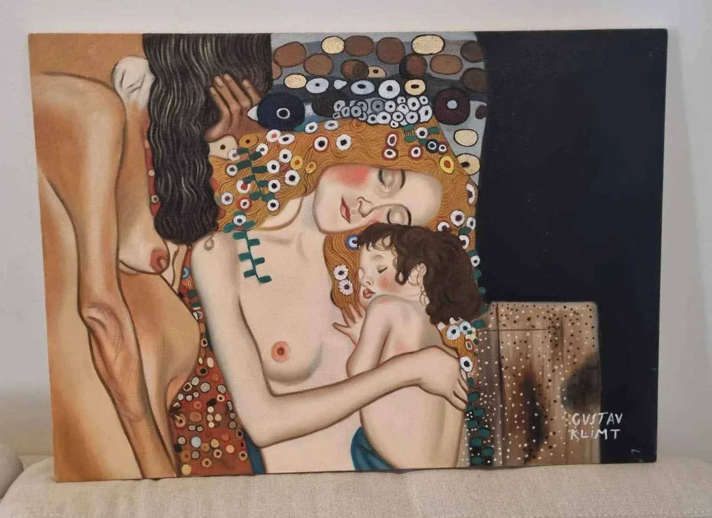 d'après Gustav Klimt - maternité - peinture à l'huile peinte à la main peinture murale art- kikooyou art gallery - Kikooyou Art Gallery