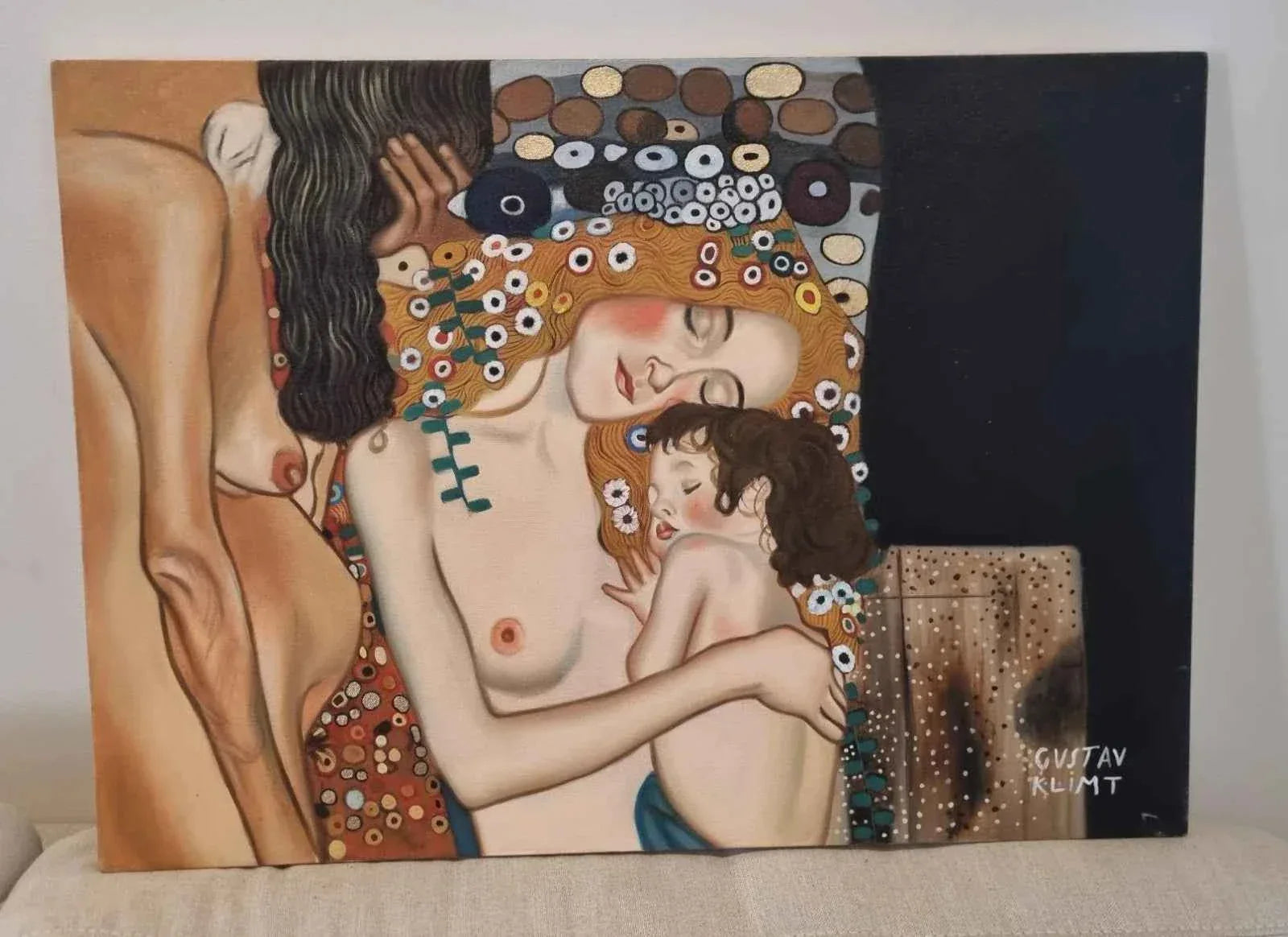 d'après Gustav Klimt - maternité - peinture à l'huile peinte à la main peinture murale art- kikooyou art gallery - Kikooyou Art Gallery