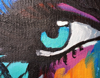 portrait feminin femme yeux bleux tableau peinture huile sur toile signée