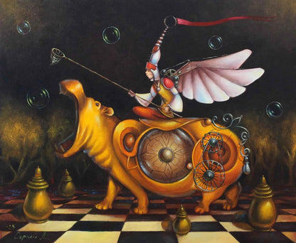 art surrealiste tableau peinture huile sur toile -personnages