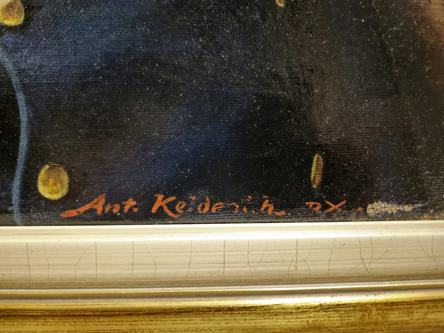 Tableau ancien huile Anton Keldenich (1874-1936) portrait empereur Guillaume II