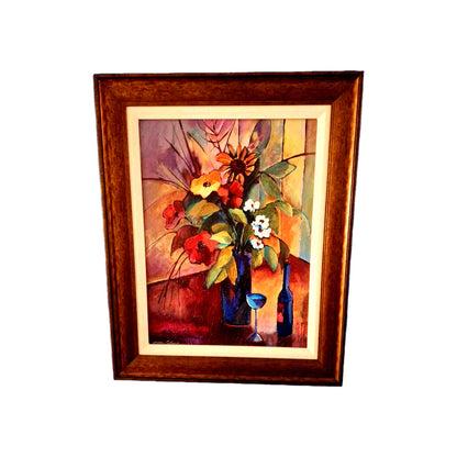 Tableau huile nature morte original artiste signé Warren Cullar 25x31"