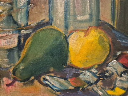 Tableau huile signé daté 1947 peinture moderne nature morte atelier