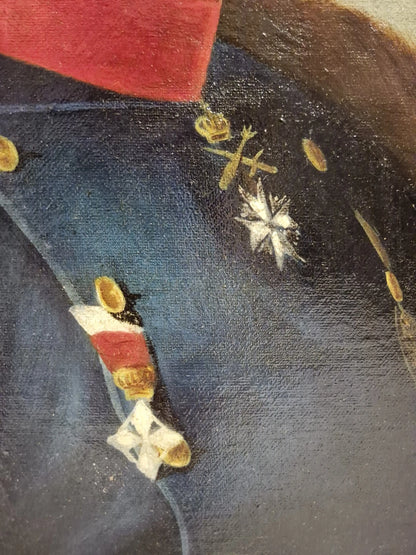 Tableau ancien huile Anton Keldenich (1874-1936) portrait empereur Guillaume II