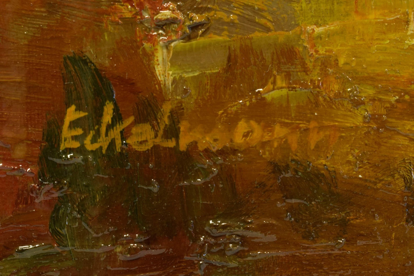 Tableau ancien, rencontre sociale, champ de courses chevaux huile, signé, 80,5 x 70,5 cm