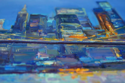 art-decoration-tableau-peinture-huile-toile-moderne-skyline-new york-pont-Brooklyn