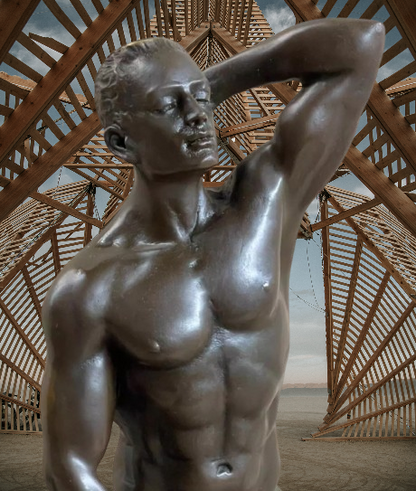 art-érotique-statue-bronze-male-homme-nu-énorme-sexe-gay