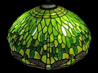 Lampe de reproduction antique pied en bronze Tiffany