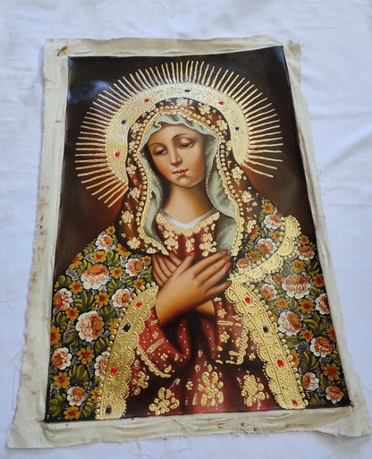 art-decoration-tableau-peinture-huile-toile-portrait-religieux-sainte-vierge-marie-cuzco