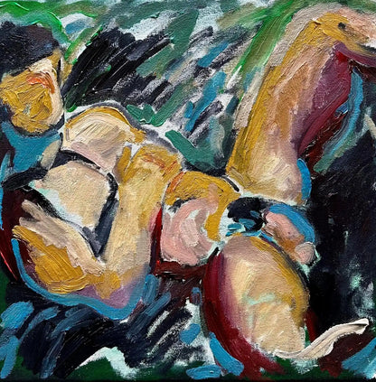 art-moderne-érotique-gay-peinture-huile sur toile-originale-homme-nu-integrale