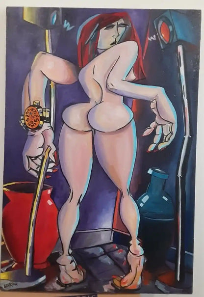 art-moderne-portrait-nue-peinture-huile-toile