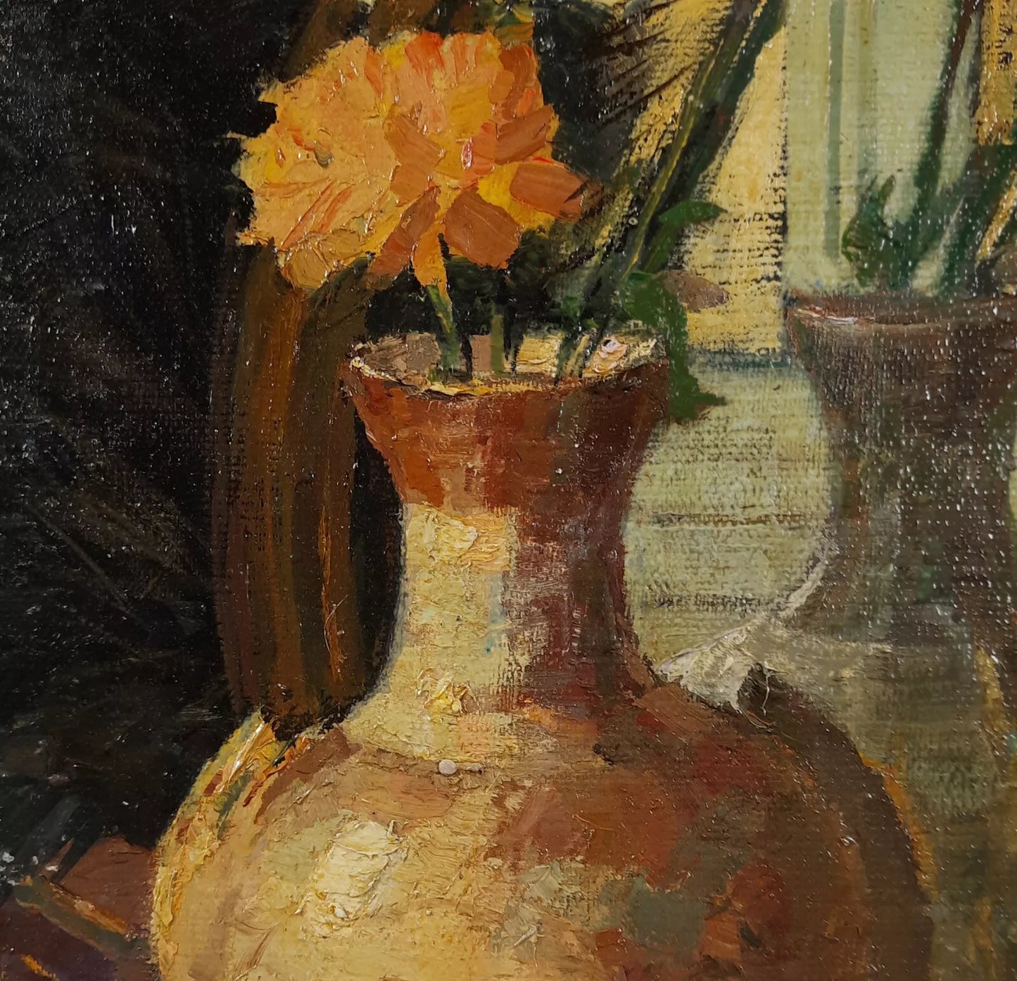 art-nature-morte-floral-fleur-oeillets-peinture huile toile
