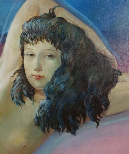 art-moderne-feminin-nu-femme-chat-peinture-huile-toile