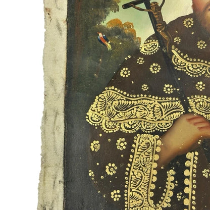 Peinture à l'huile originale école Cusco Pérou San Francisco de Asis