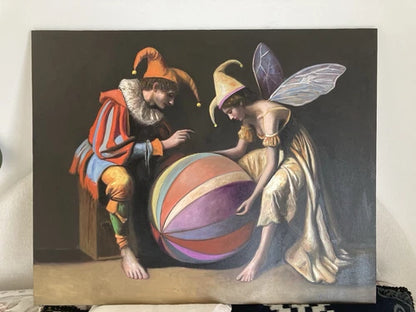 art-decoration-tableau-peinture-huile-toile-portrait-surrealisme-personnages-fou