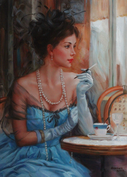 Art moderne beauté fille portrait reproduction peinture huile sur toile