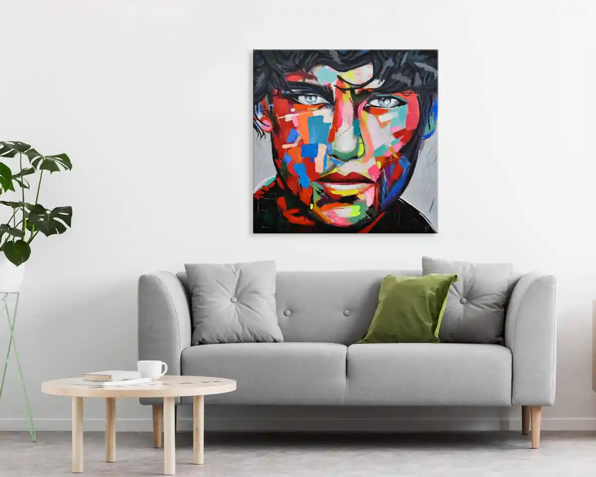 art-portrait-Visage de jeune garçon-tableau-peinture-acrylique sur toile