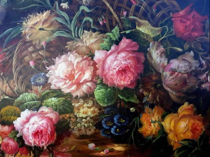 nature-morte-Still Life Flowers Master Quality 48x72" Stunning Hand Painted Oil on Canvas (shipped to USA only)