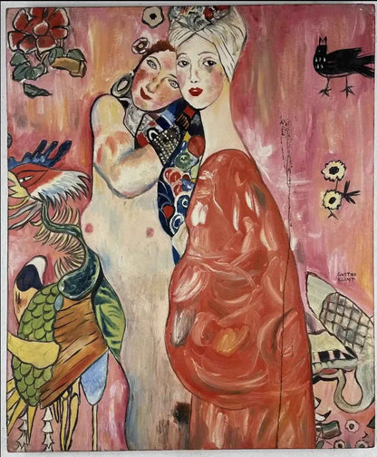 portrait-femmes-d'après Klimt-huile sur toile