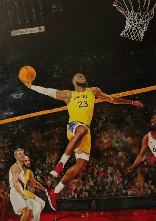 art-portrait-sportif-homme-LeBron James-basket-américain-peinture-originale-acrylique-toile (Copie)