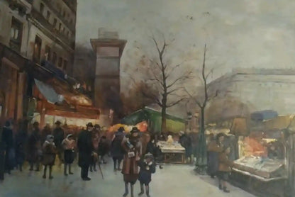 art-scène-vie-personnages-rue-Paris-peinture huile toile