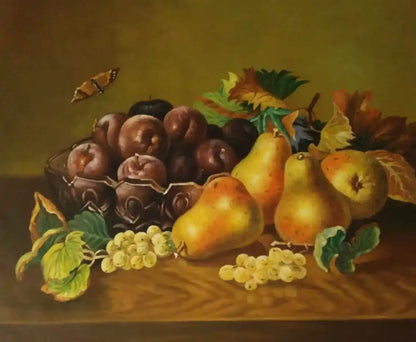 art-nature-morte-fruits-poires-peinture-huile-toile