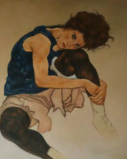 art-portrait-moderne-fille-légère-sensuelle-provocante-peinture-huile-toile