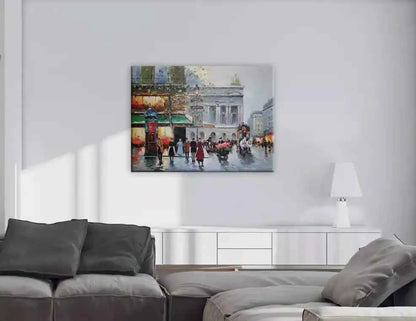 art déco-scene-vie-rue-Paris-peinture-huile sur toile