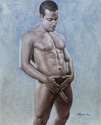 tableau peinture érotique huile sur toile homme nu intégrale