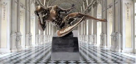 Figurine en bronze homme nu nu érotique sculpture socle en marbre signée
