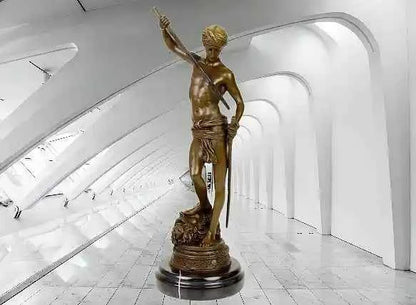 Figurine en bronze homme nu nu érotique -David-sculpture socle en marbre signée