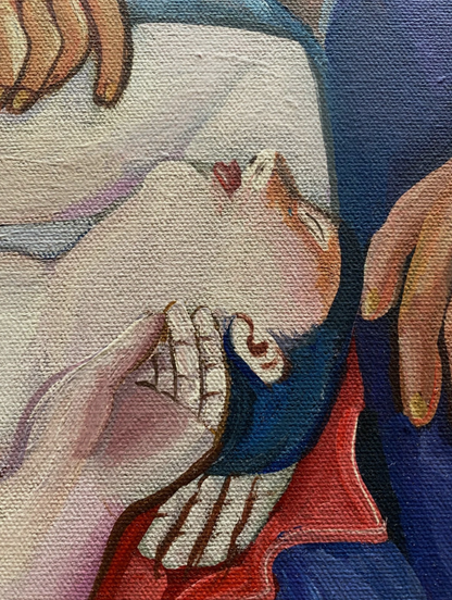 art-decoration-tableau-peinture-huile-toile-scene-paysan-sieste-champ