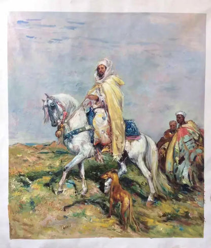 cavaliers arabes tableau peinture huile sur toile originale orientaliste - Kikooyou Art Gallery