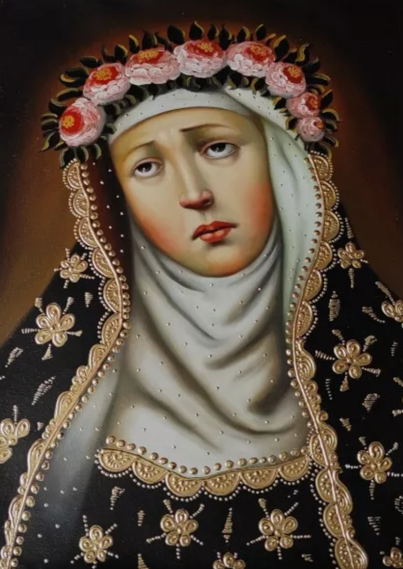 Sainte Rose de Lima, Peinture à l'huile originale, Peinture Cuzco, Peinte à la main